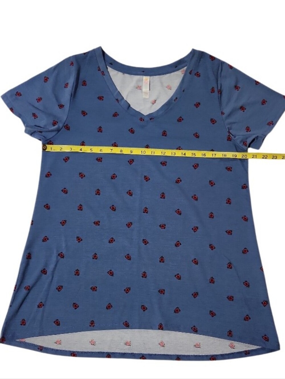 LuLaRoe Blue Tossed Tea Rose Floral Christy T (XL) - Picture 6 of 13